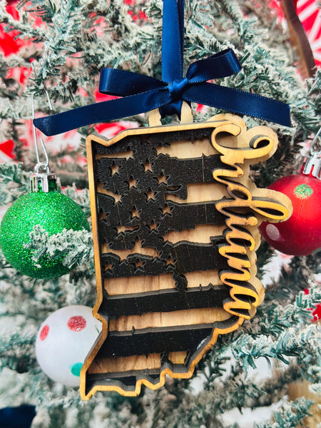 Indiana Tattered Flag Ornament