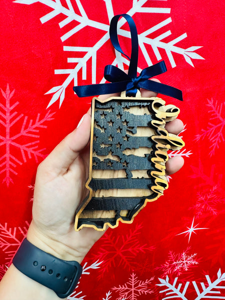 Indiana Tattered Flag Ornament