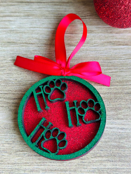 Paw Print Ho Ho Ho Ornament