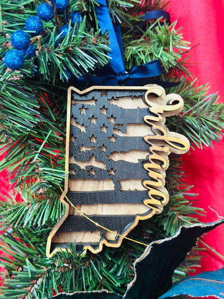 Indiana Tattered Flag Ornament
