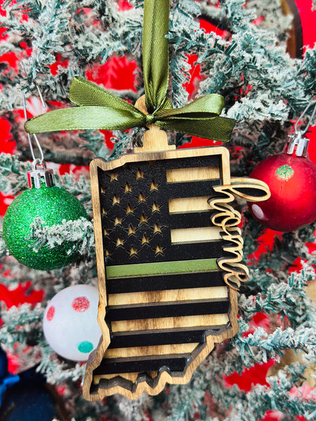 Indiana Green Line Ornament