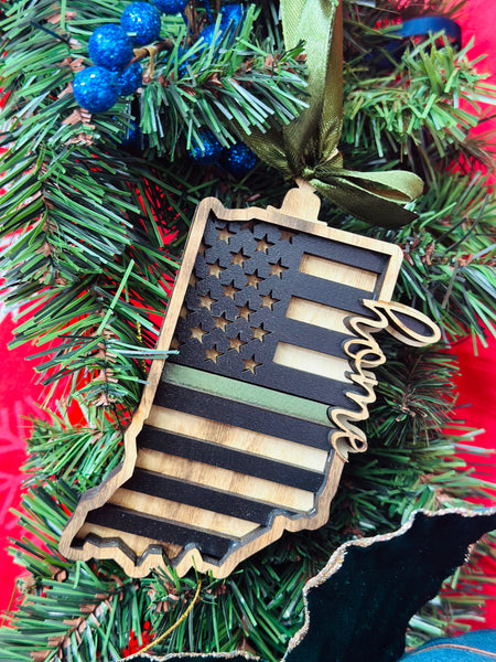 Indiana Green Line Ornament