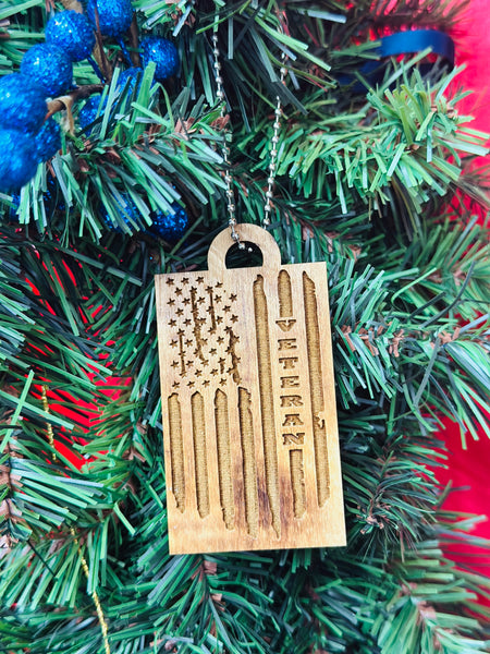 Veteran Tattered Flag Ornament