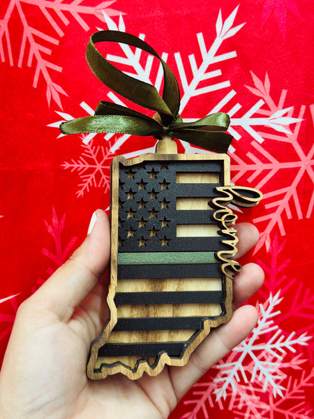 Indiana Green Line Ornament