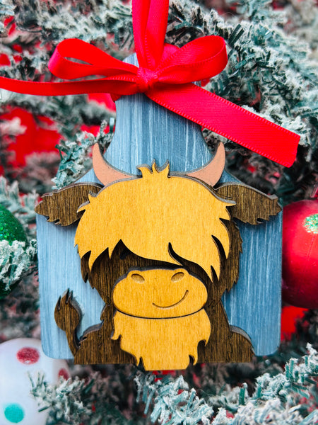 Highland Cow Christmas Ornament