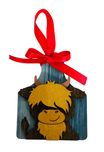 Highland Cow Christmas Ornament