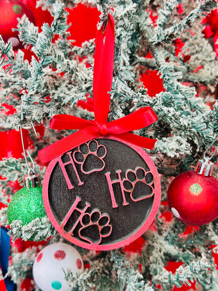 Paw Print Ho Ho Ho Ornament