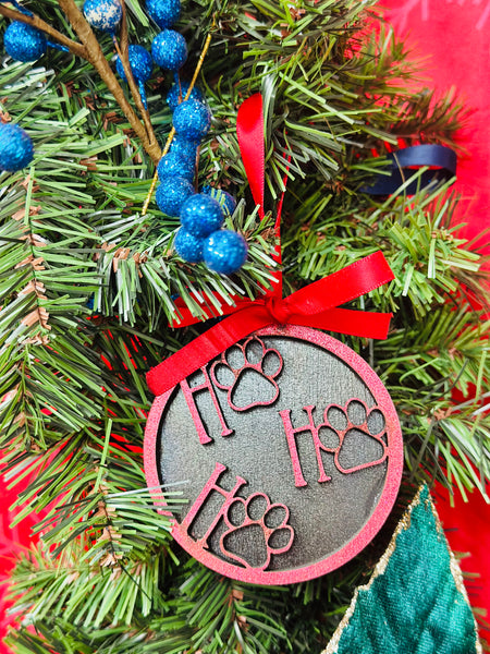 Paw Print Ho Ho Ho Ornament
