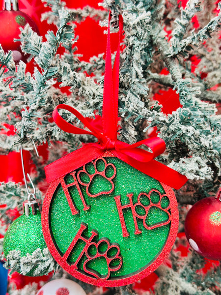 Paw Print Ho Ho Ho Ornament