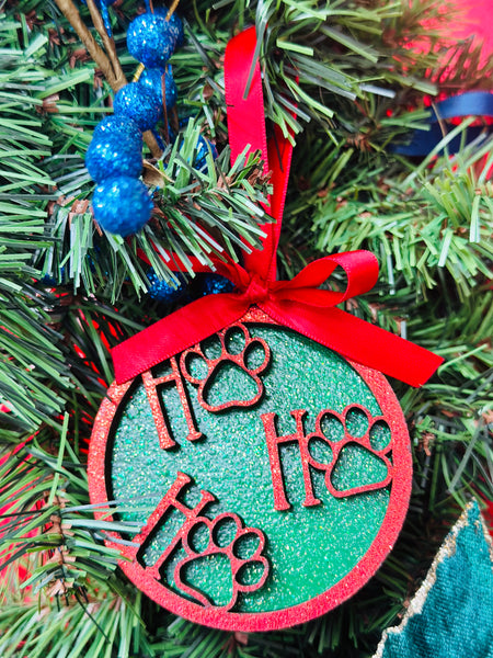 Paw Print Ho Ho Ho Ornament