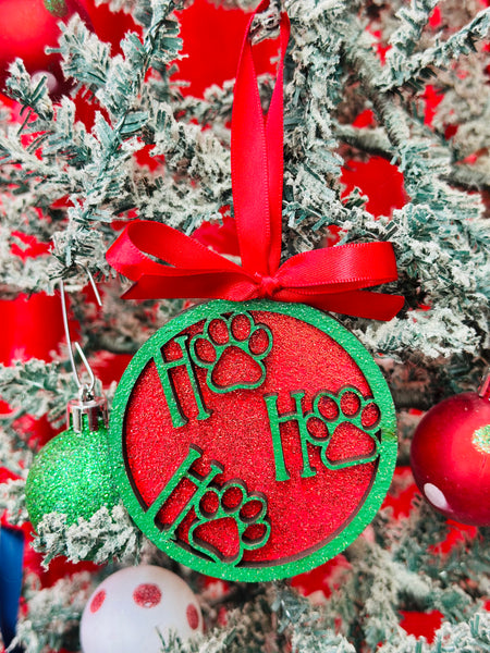 Paw Print Ho Ho Ho Ornament