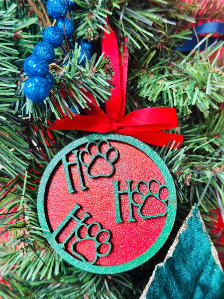 Paw Print Ho Ho Ho Ornament
