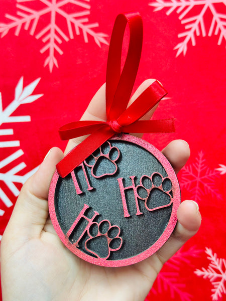 Paw Print Ho Ho Ho Ornament