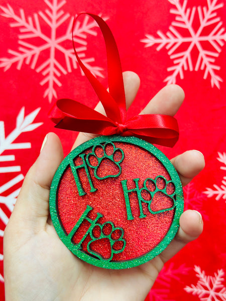 Paw Print Ho Ho Ho Ornament