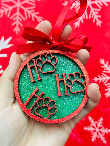 Paw Print Ho Ho Ho Ornament
