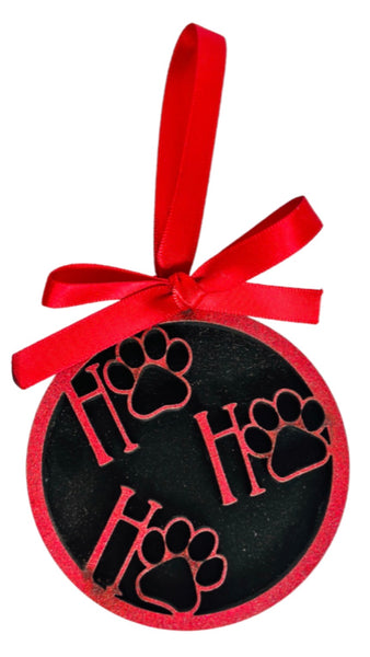 Paw Print Ho Ho Ho Ornament