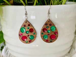 Christmas Epoxy Dangle Earrings